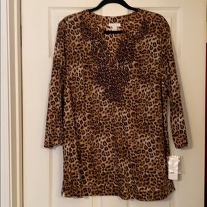 Charter Club leopard print v neck tunic. NWT